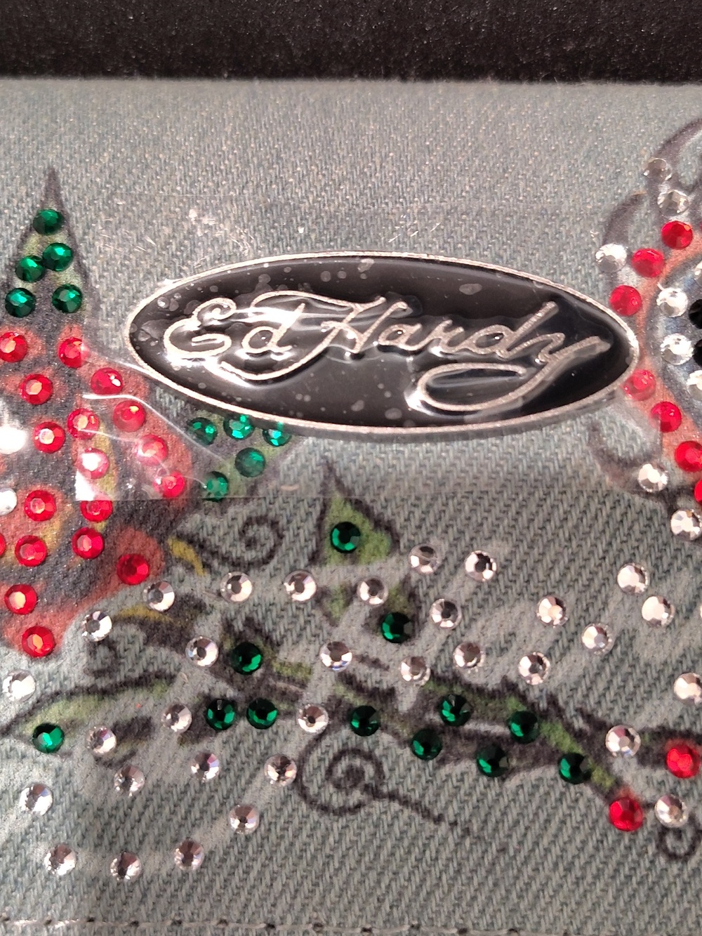 Ed Hardy Denim Wallet With Sequins - Picture 2 of 6